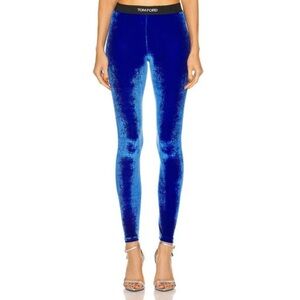 Tom Ford Royal Blue Velvet Leggings